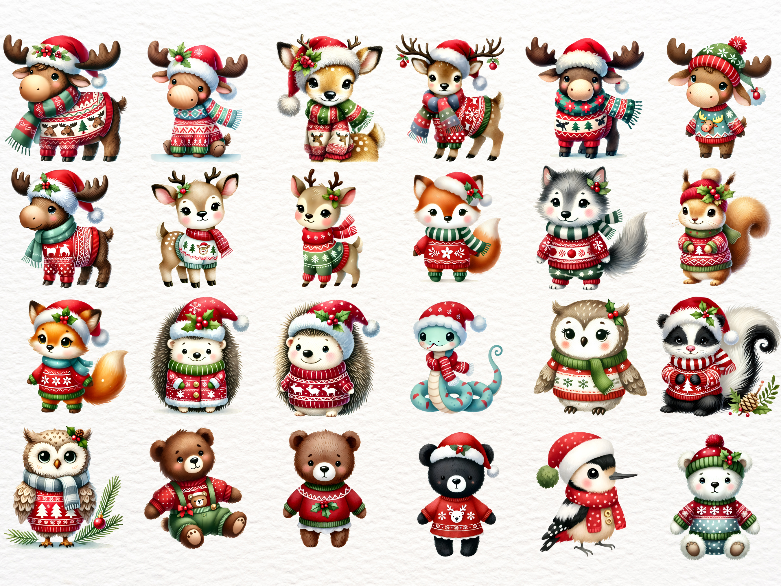Woodland Christmas Animals Cliparts PNG - photo 2