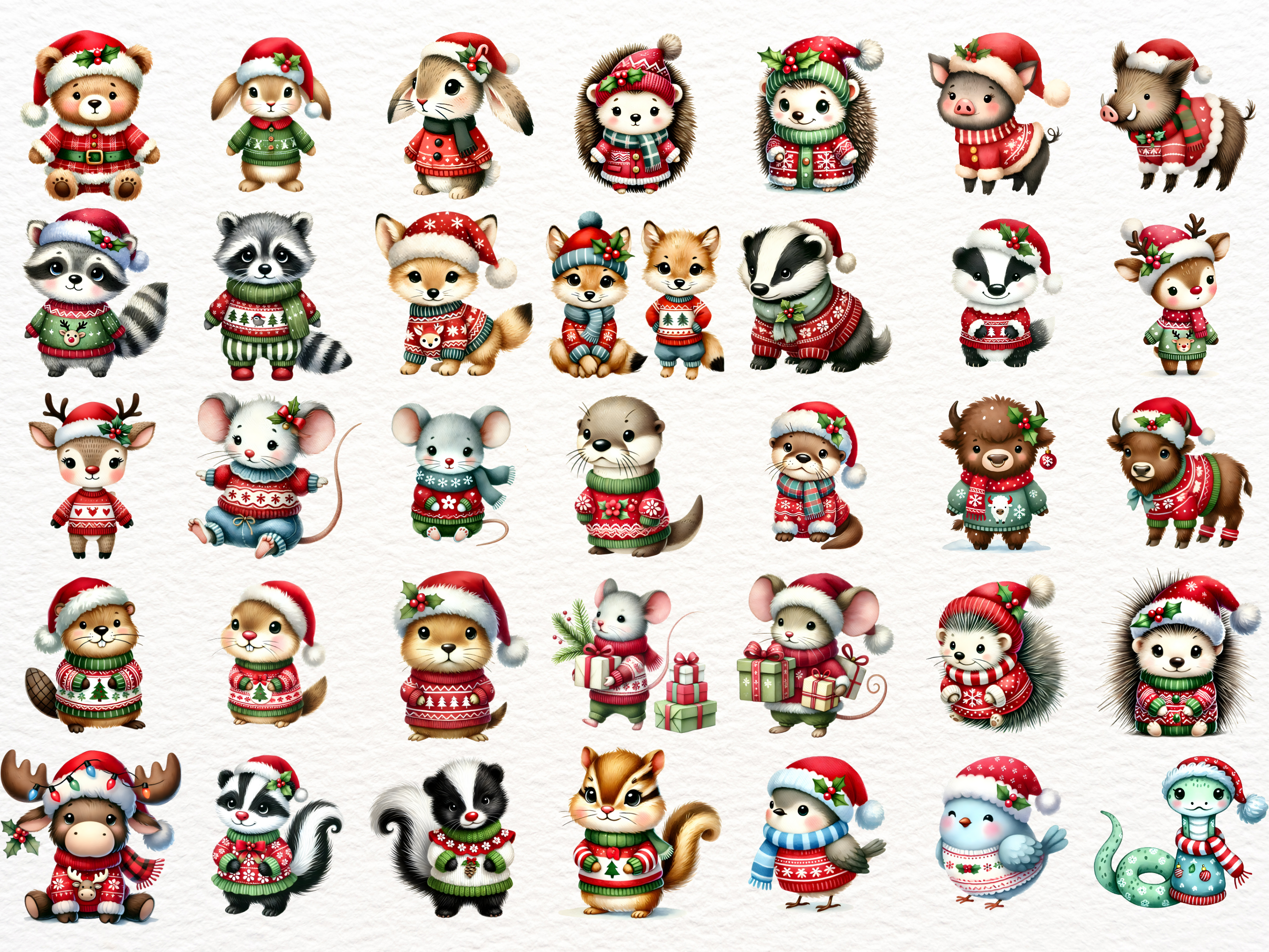 Woodland Christmas Animals Cliparts PNG - photo 3