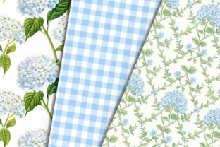 Blue Hydrangea Floral Digital Paper Graphic by Petite Meadow · Creative ...