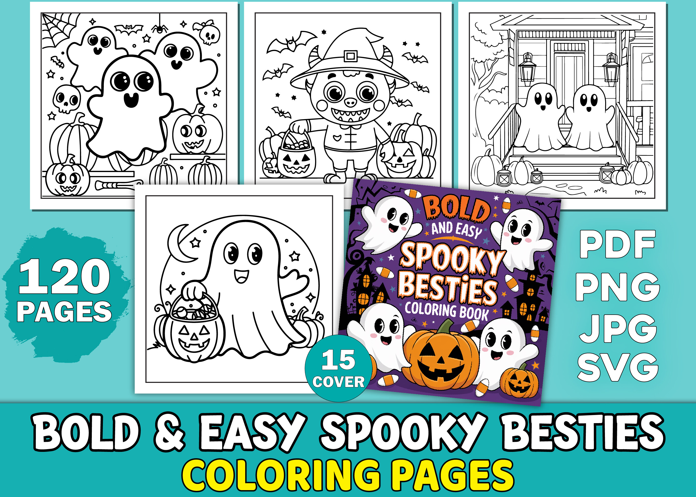 Bold Easy Spooky Besties Coloring Book Graphic by KDP PRO DESIGN ...