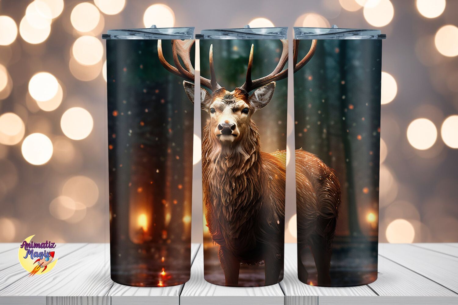 Christmas Deer 20 Oz Skinny Wrap Graphic by animatizmagix · Creative ...