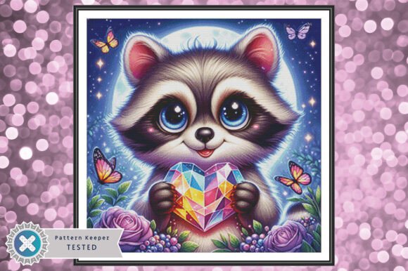 Cute Raccoon Modern Cross Stitch Pattern
