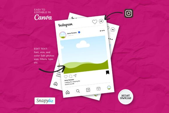 Instagram Frame Canva Custom Template Grafika Instagram Przez SnapyBiz