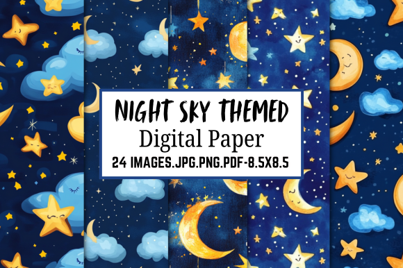 Night Sky Themed Digital Paper Graphic by Craft Studios · Creative Fabrica
