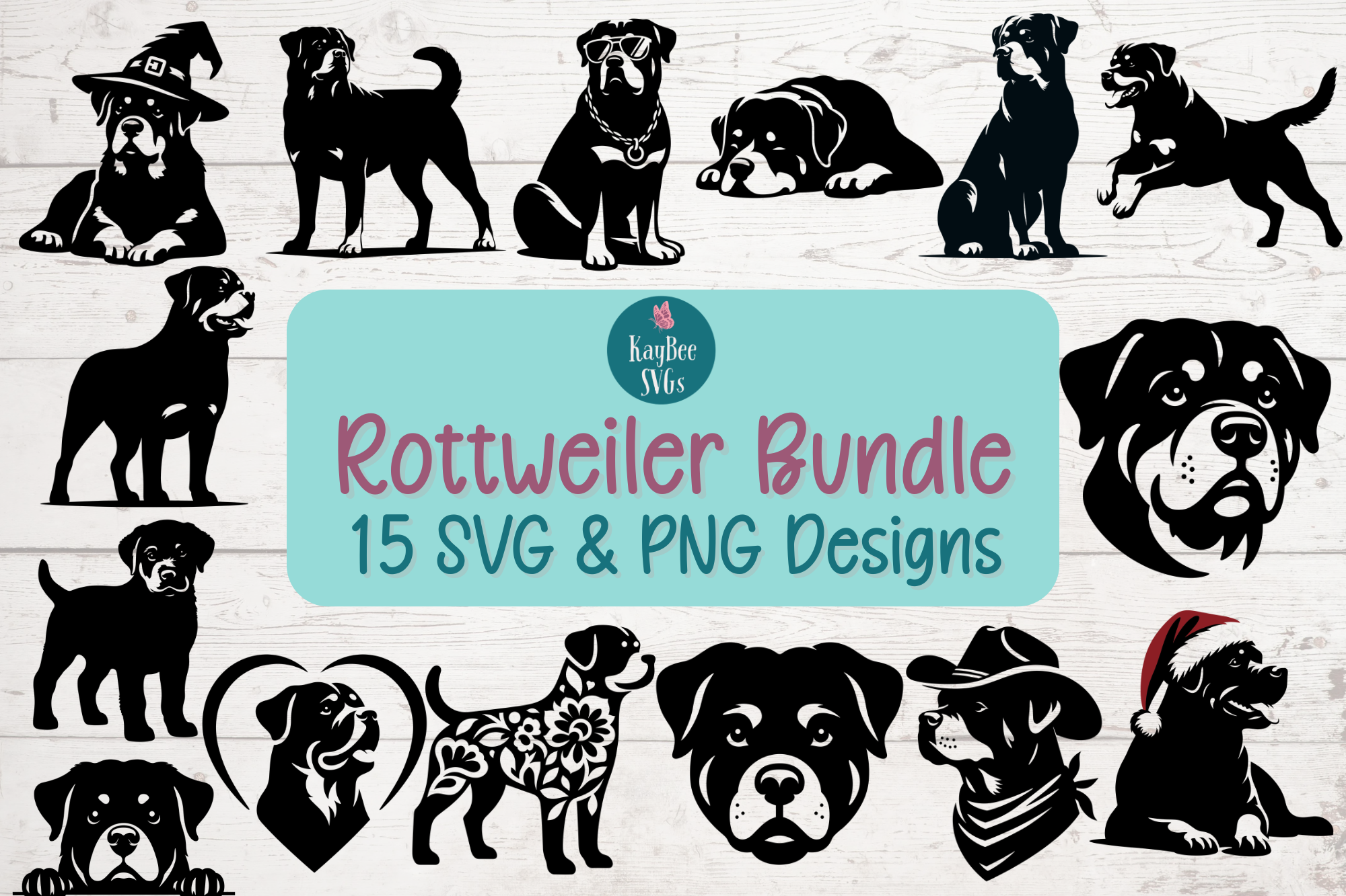 Free Rottweiler Svg Files Rottweiler Dog SVG PNG Bundle of 15 Graphic by KayBeeSVGs · Creative ...