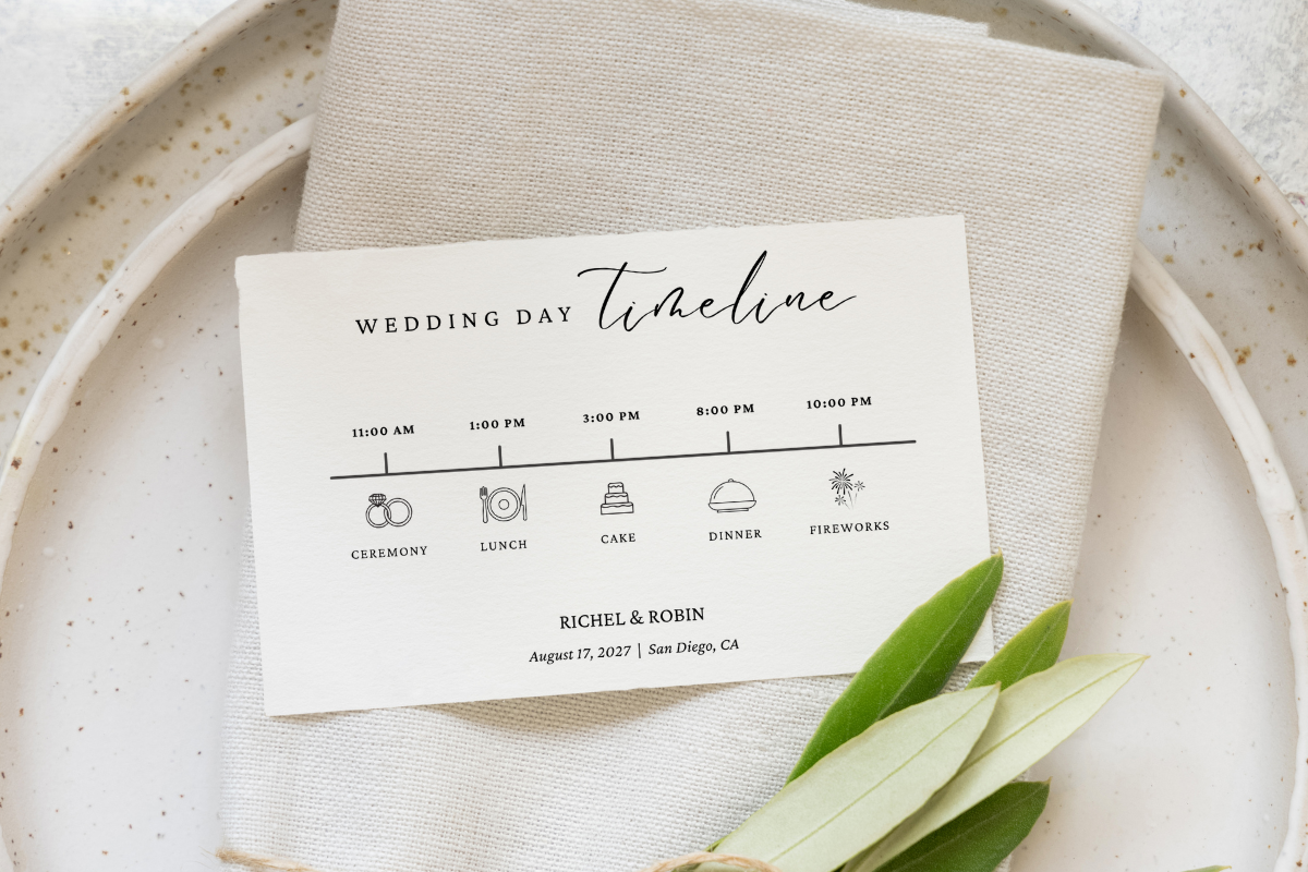 Wedding Timeline Itinerary Sign