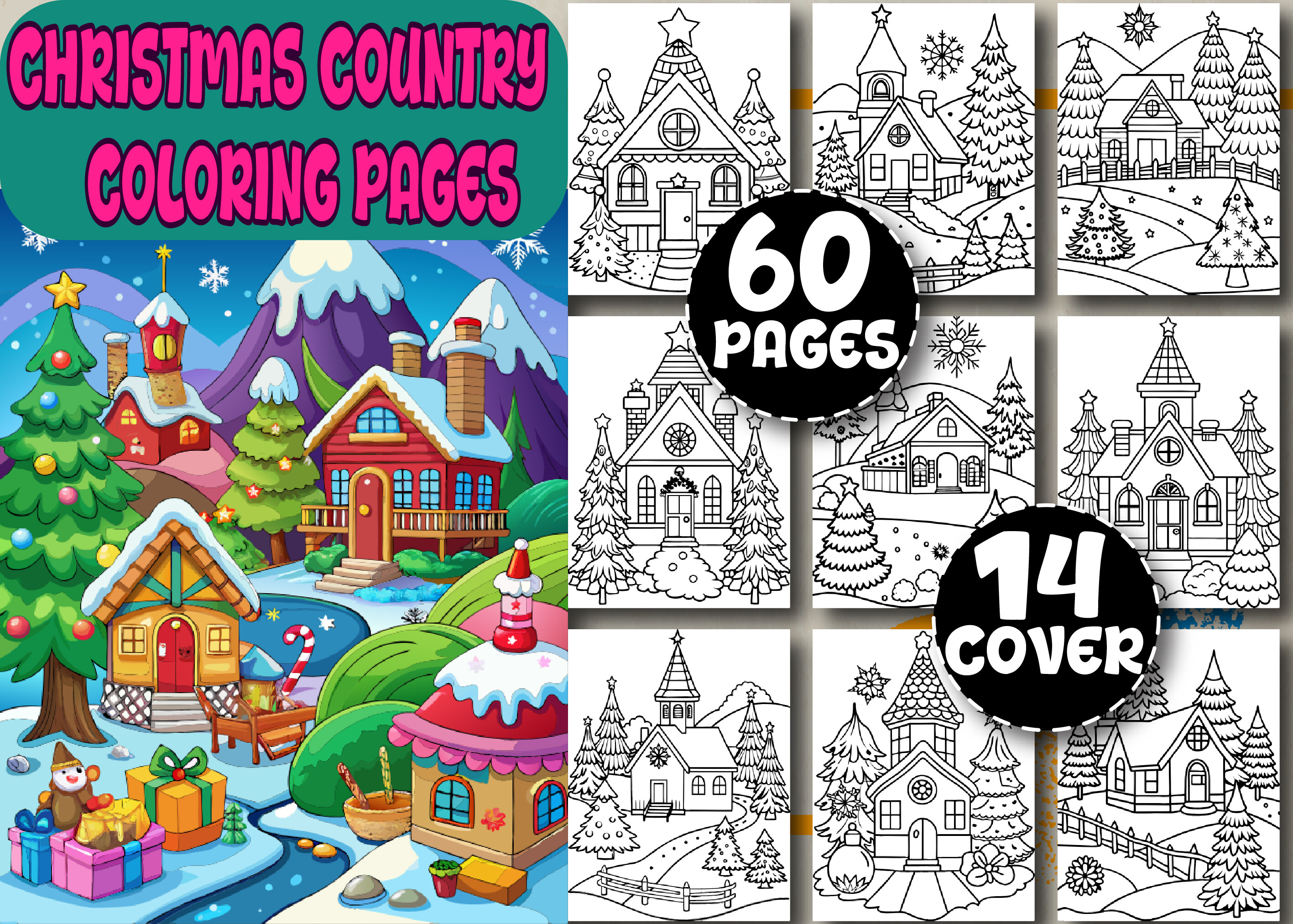 60 Country Christmas Coloring Pages