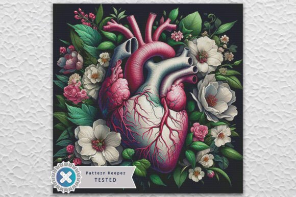 Anatomical Heart Cross Stitch Pattern