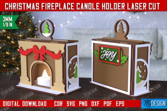 Christmas Candle Holder Fireplace Cnc Graphics