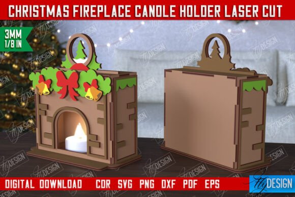 Christmas Candle Holder Fireplace Cnc Graphics
