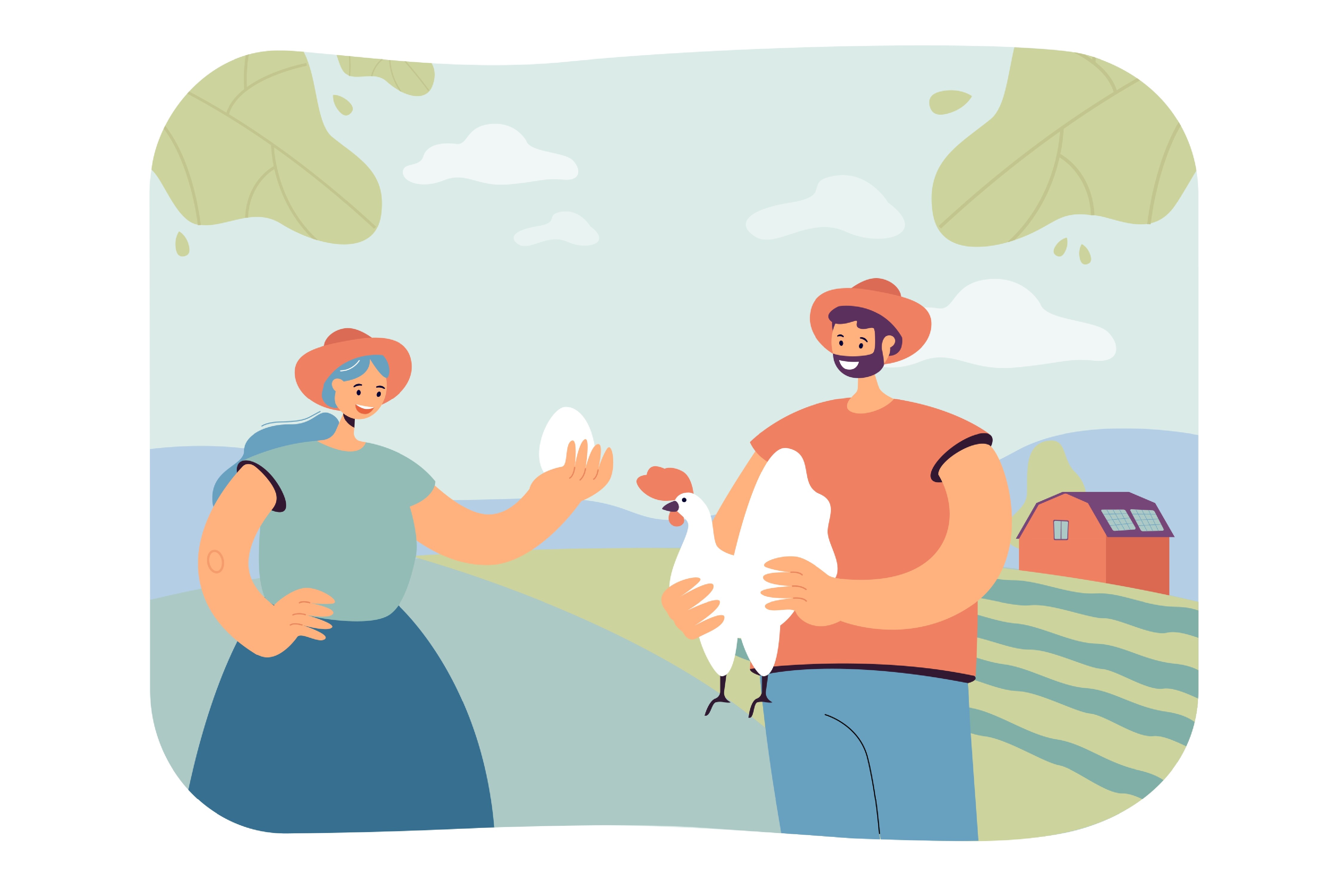 Farmers Holding Fresh Egg and Broiler Ch Graphic by pch.vector ...