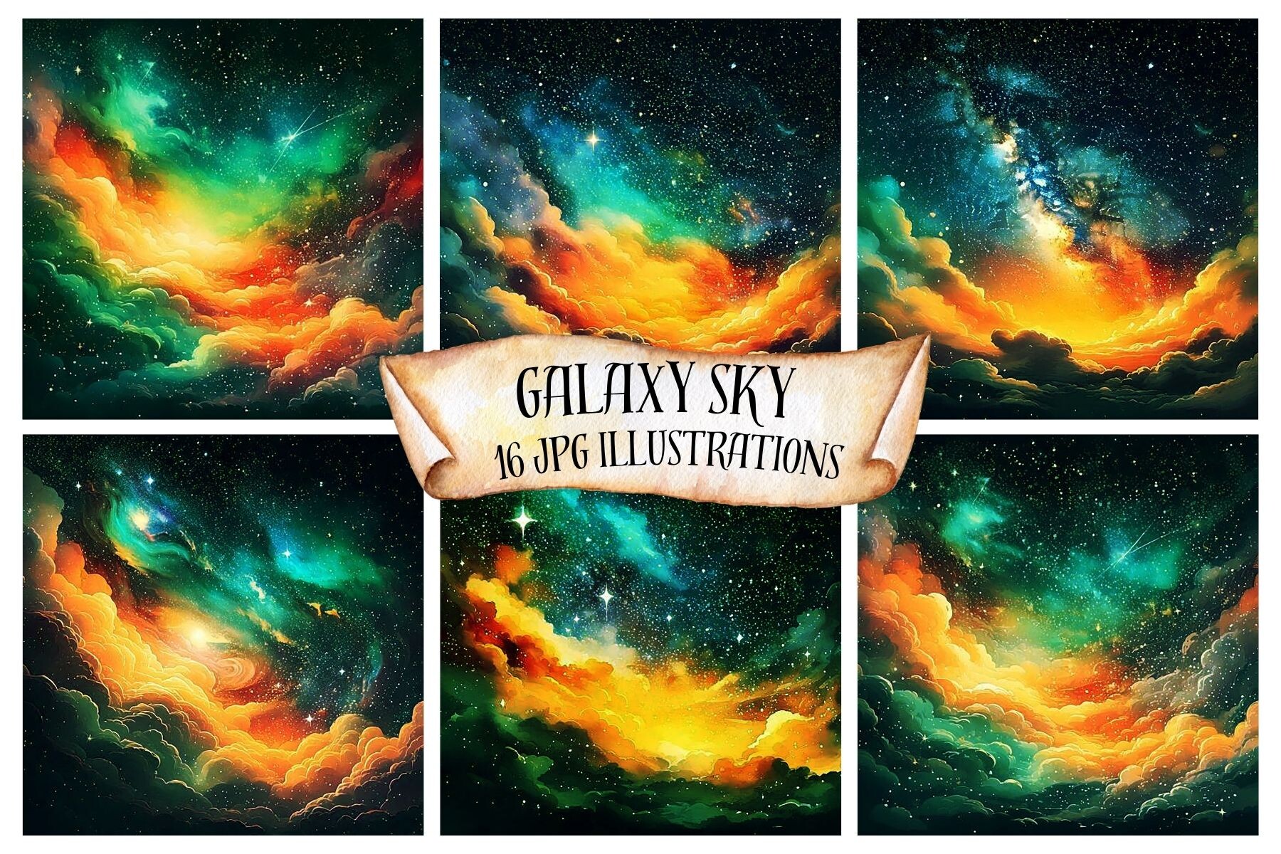 Galaxy Sky Digital Paper Pack Graphic by Digital Neverland · Creative ...