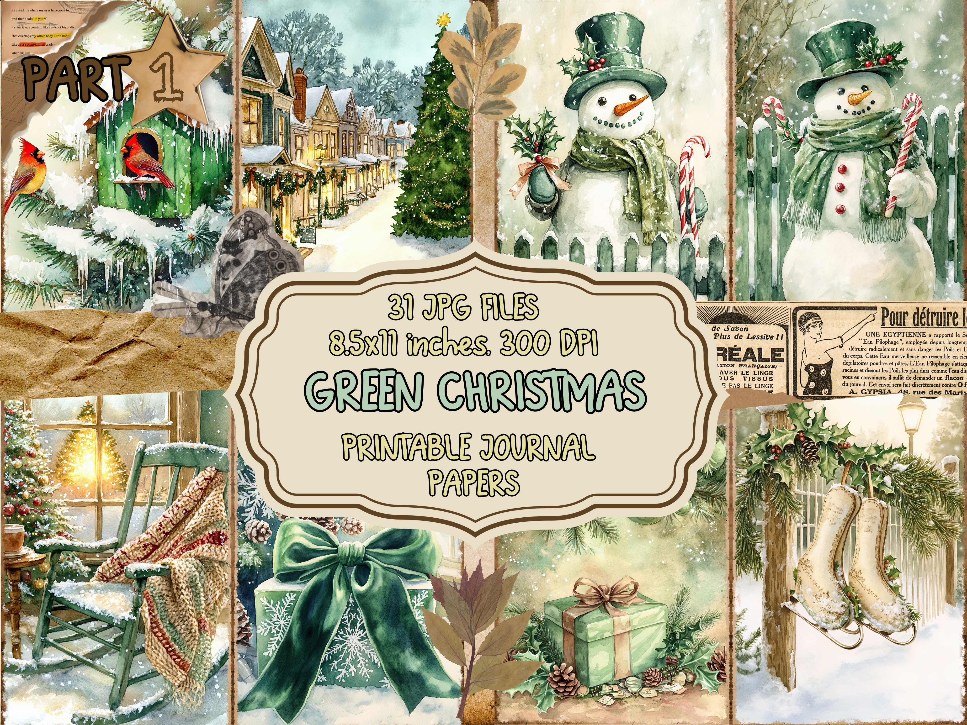 Green Christmas Journals Pages P1