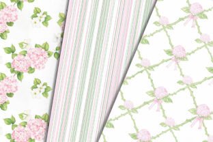 Pink Hydrangea & Pink Rose Digital Paper Graphic by Petite Meadow ...