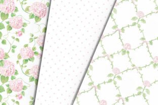 Pink Hydrangea & Pink Rose Digital Paper Graphic by Petite Meadow ...