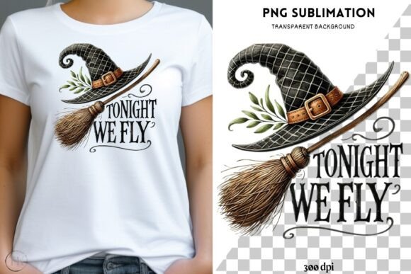 Tonight We Fly Halloween Witch Broom PNG