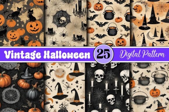 Vintage Halloween Pattern Background