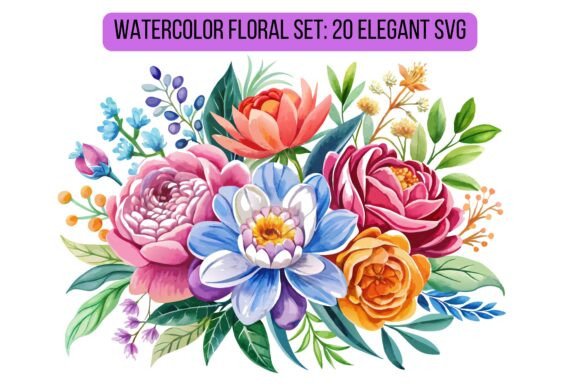 Watercolor Floral Set: 20 Elegant SVGs