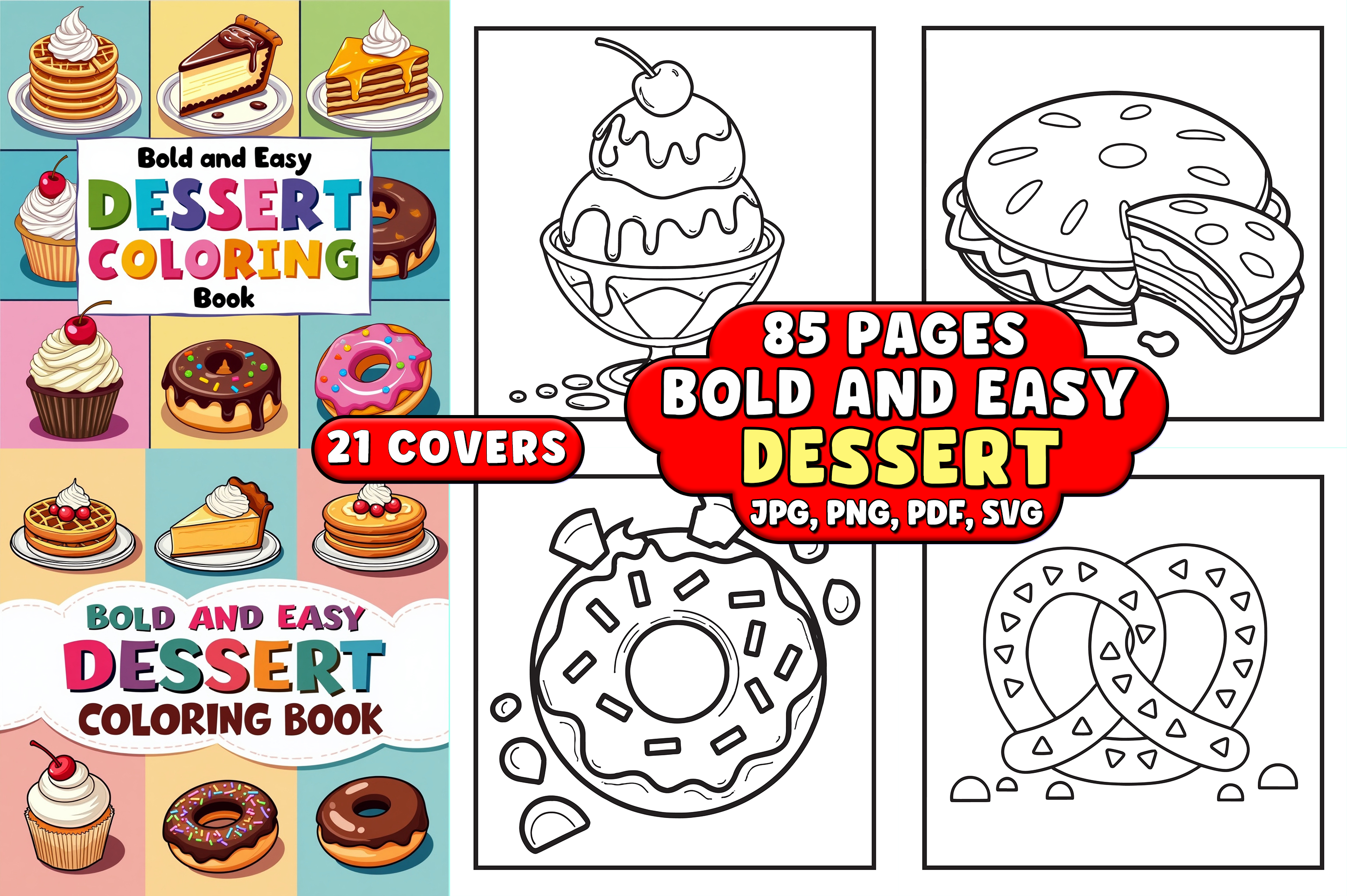 Bold and Easy Dessert Coloring Pages
