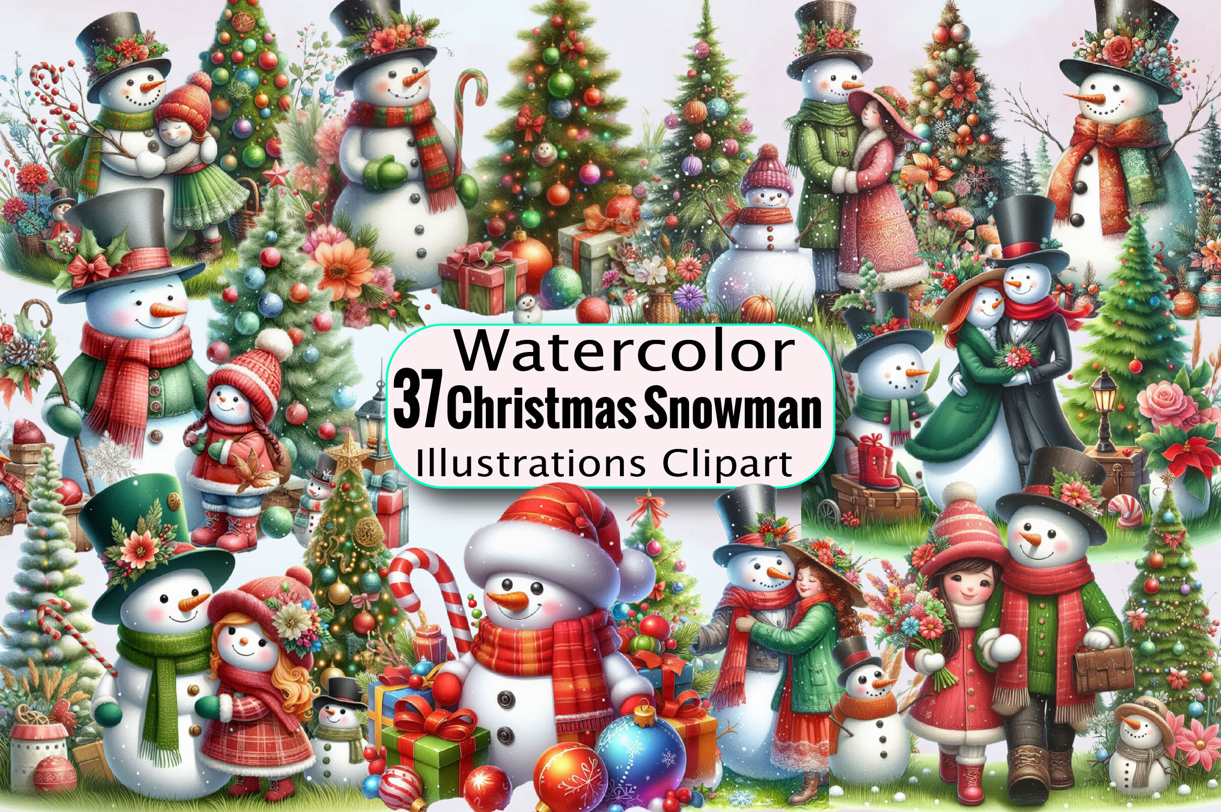 Christmas Snowman Clipart Bundle Graphic by SVGArt · Creative Fabrica