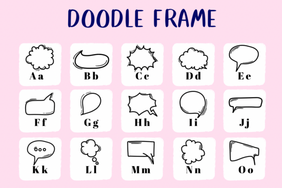 Doodle Frame Font PNG with transparent background - Preview 1