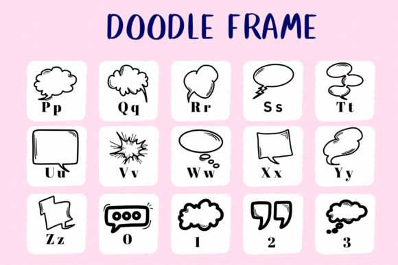 Doodle Frame Font PNG with transparent background - Preview 2