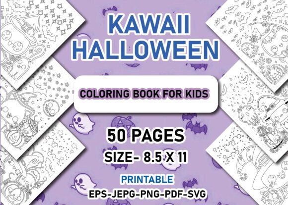 Kawaii Halloween Coloring Page for Kids