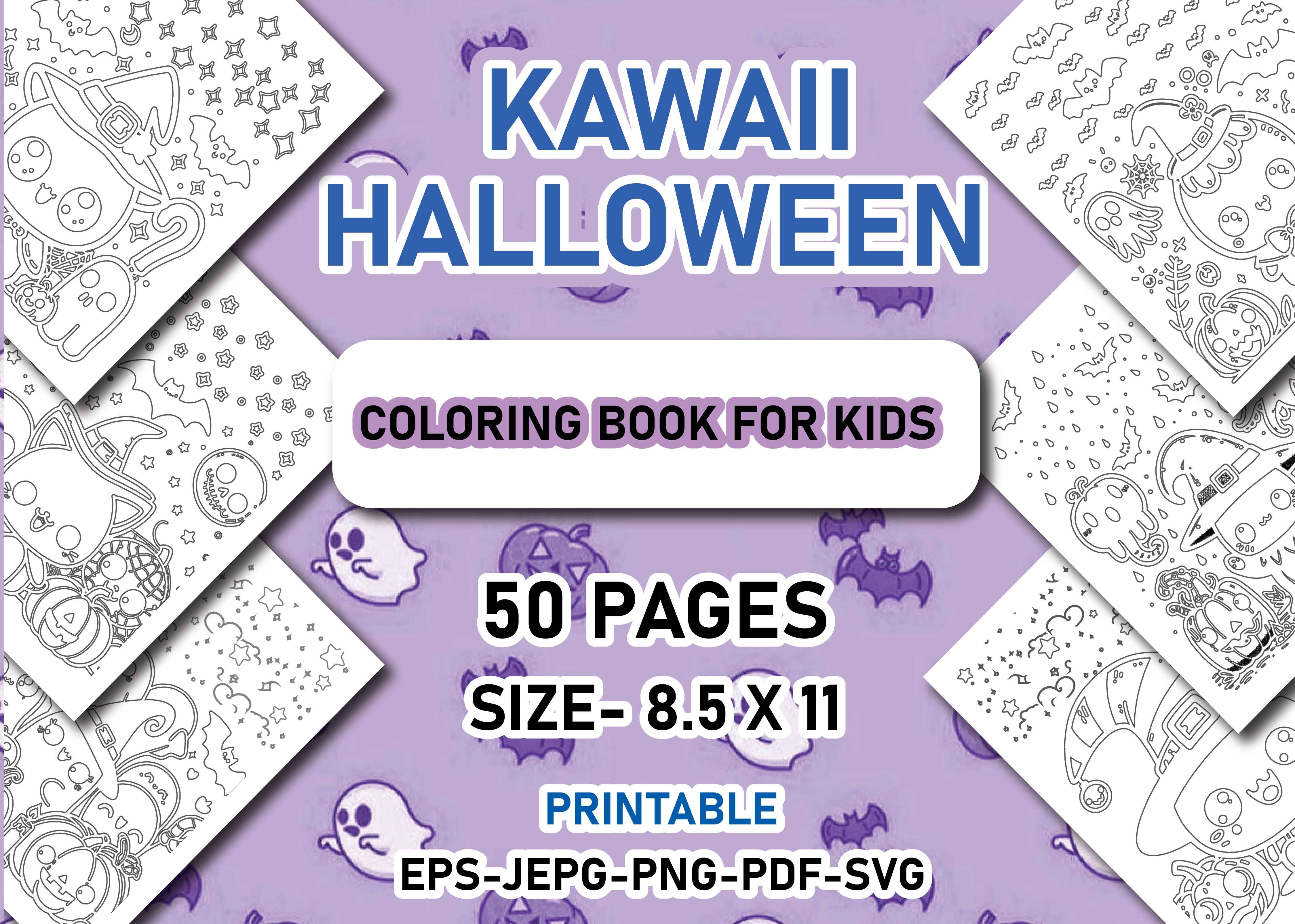 Kawaii Halloween Coloring Page for Kids