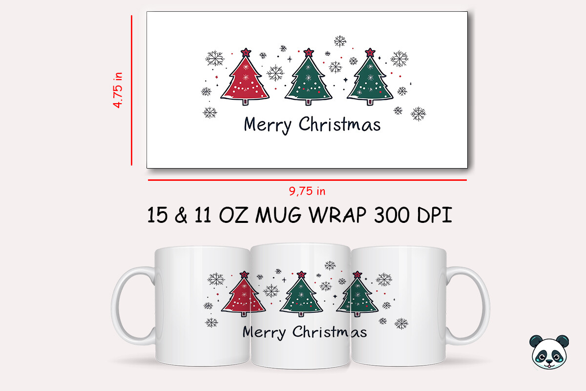 Merry Christmas Tree Mug Wrap Sublimation Graphic by Pandastic ...