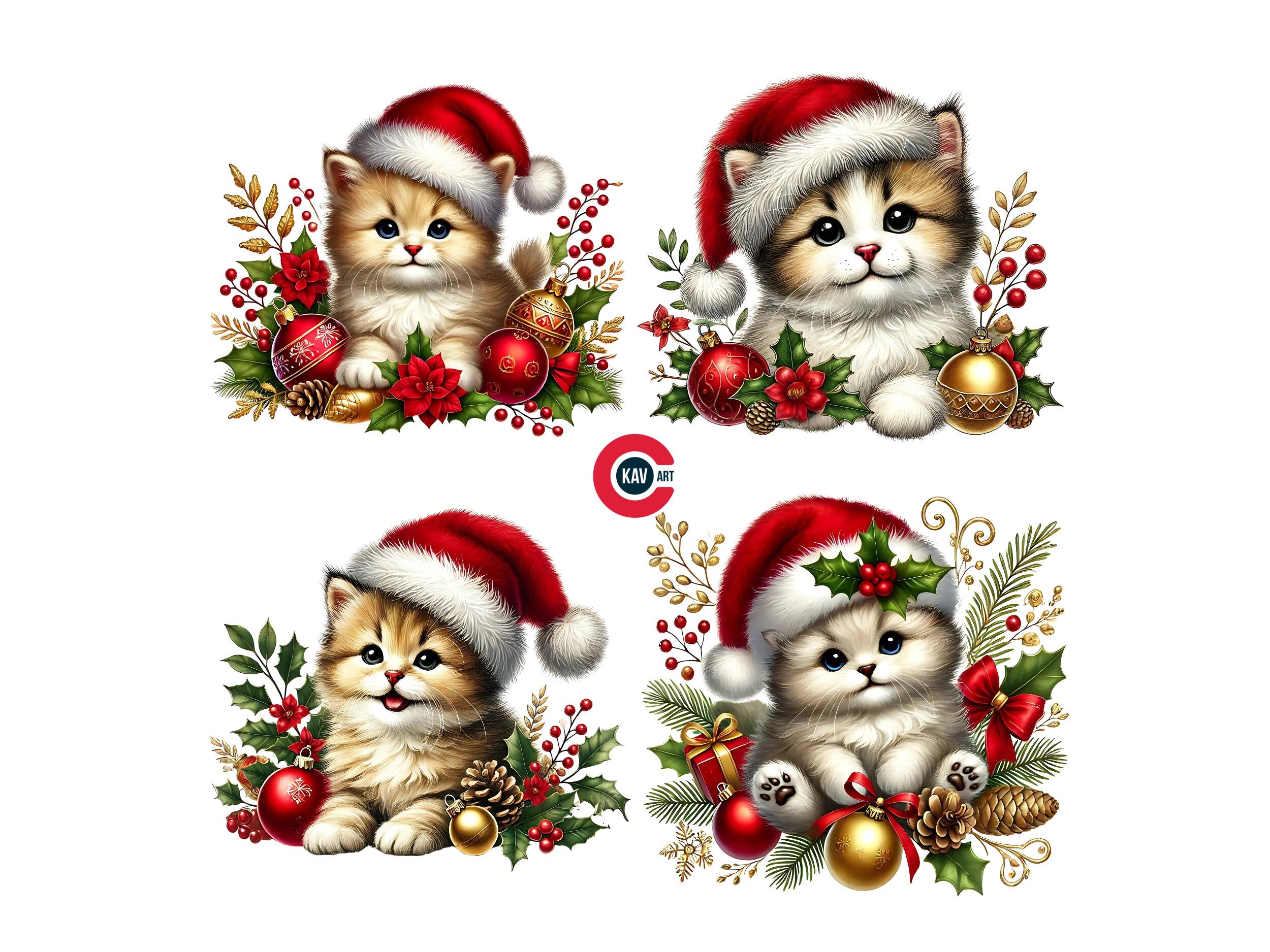 Cute Kitten with Christmas Decoration Graphic by c.kav.art · Creative ...