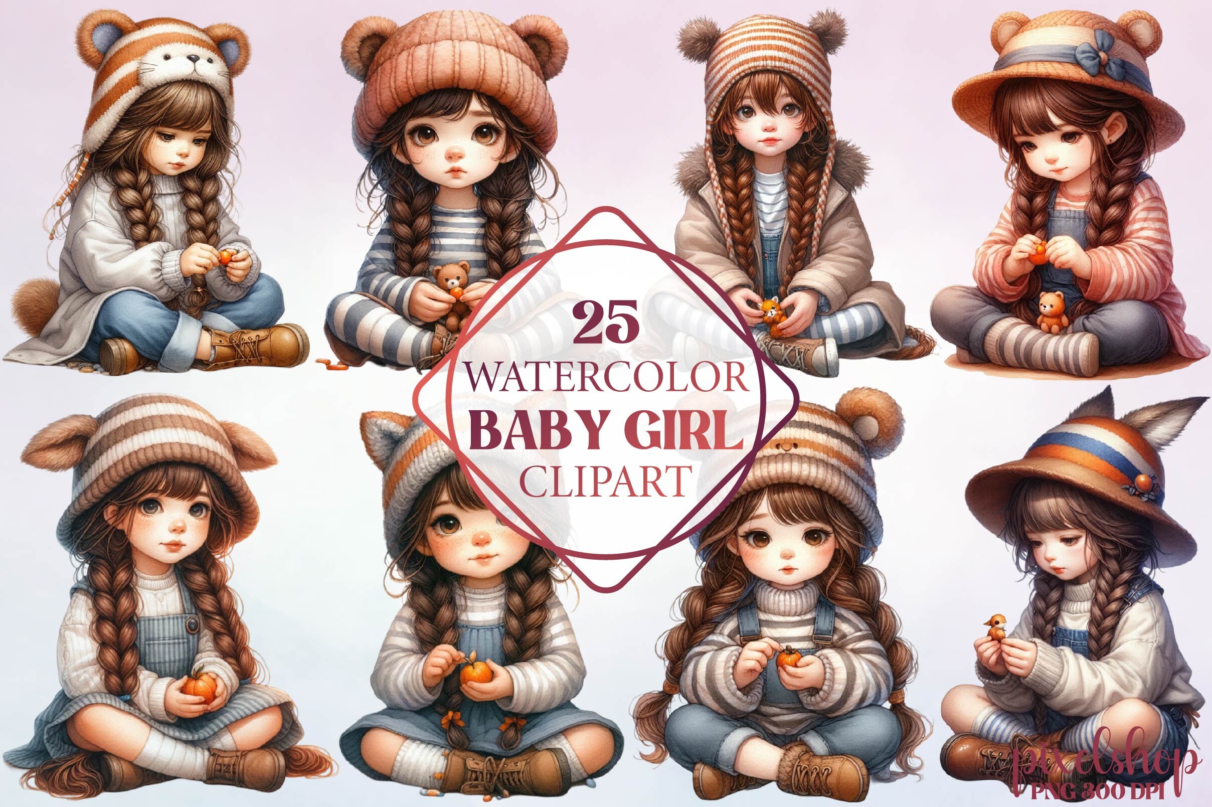 Watercolor Baby Girl Clipart Graphic by Dream Print · Creative Fabrica