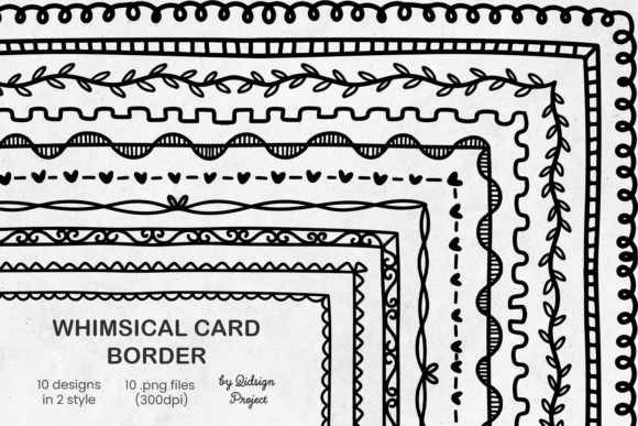 10 Whimsical Card Border, Wavy Squiggle