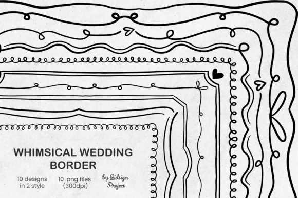 10 Whimsical Wedding Border, Page Border