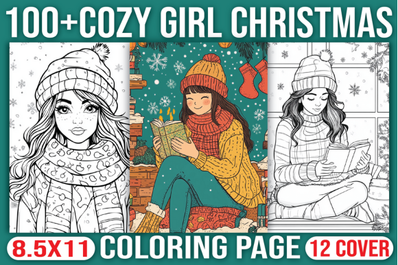 100 Cozy Girl Christmas Coloring Page