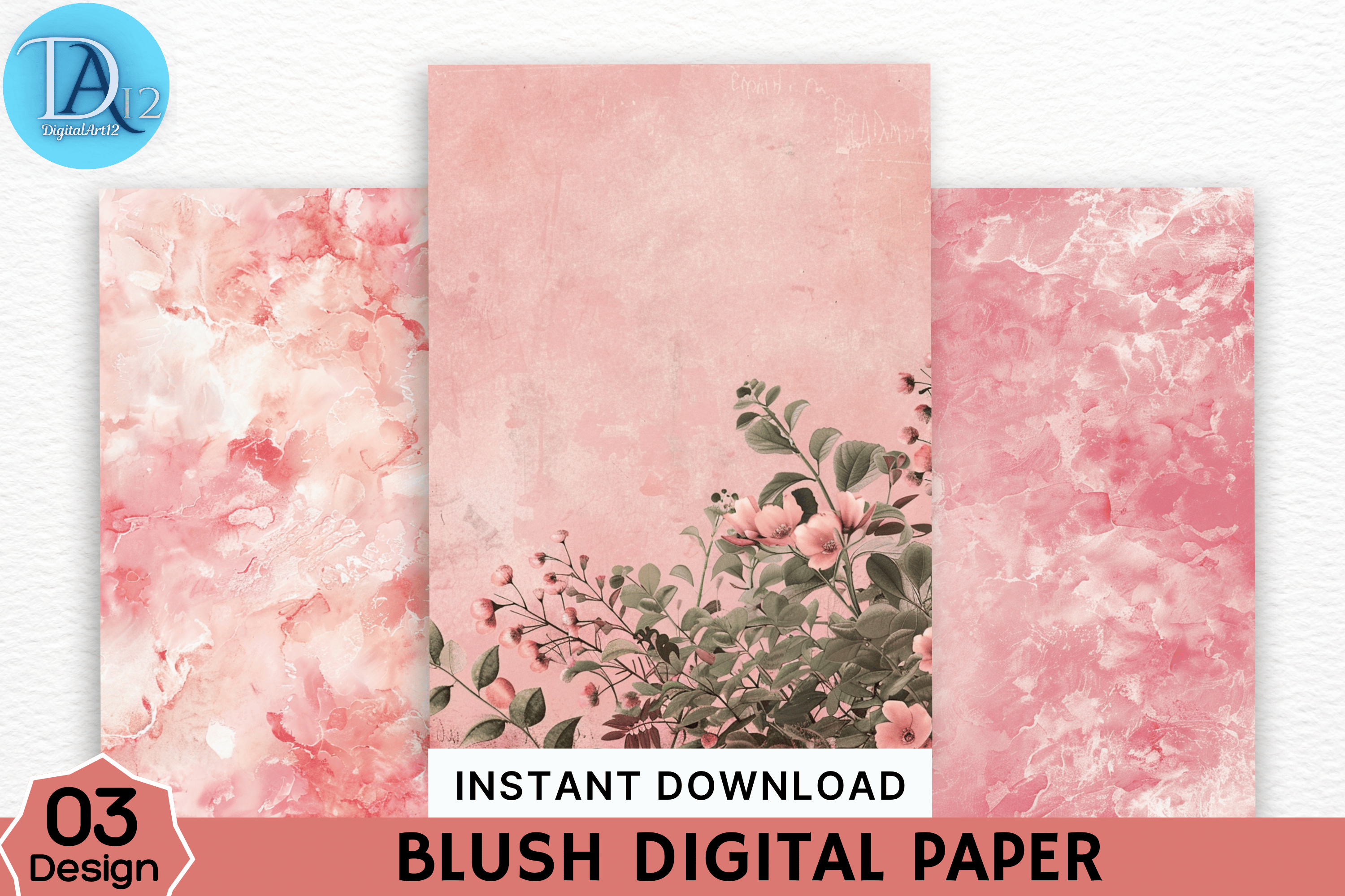 Blush Flowers Digital Paper Graphic by Digital_Art12 · Creative Fabrica
