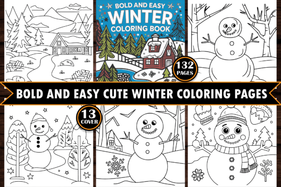 Bold and Easy Cute Winter Coloring Pages