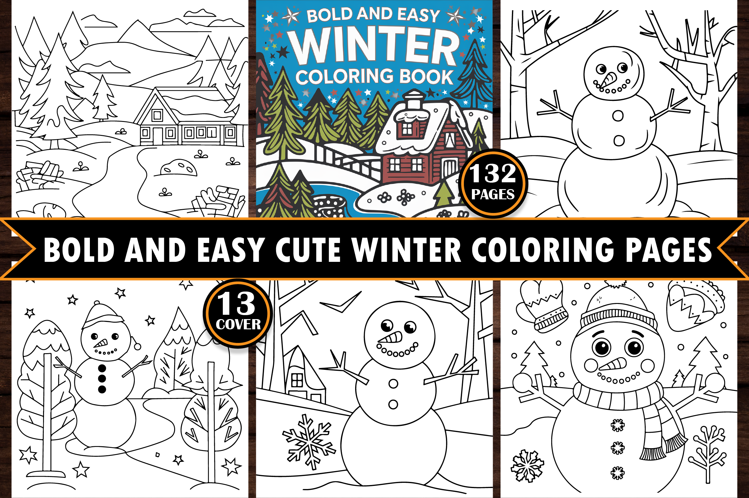 Bold and Easy Cute Winter Coloring Pages