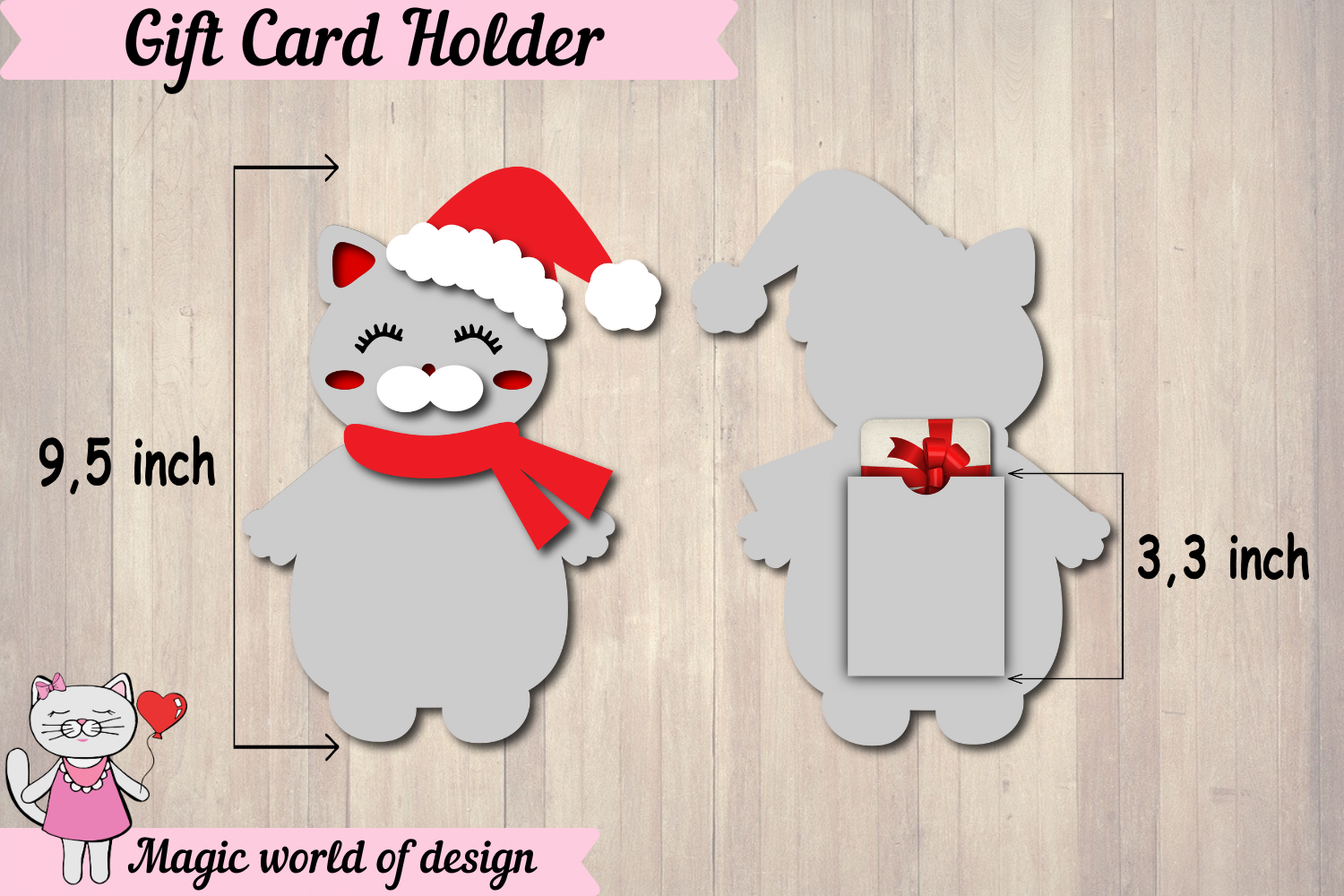 Christmas Cat Gift Card Holder Svg