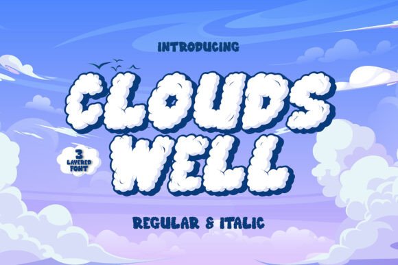 Clouds Well Font PNG with transparent background - Preview 1