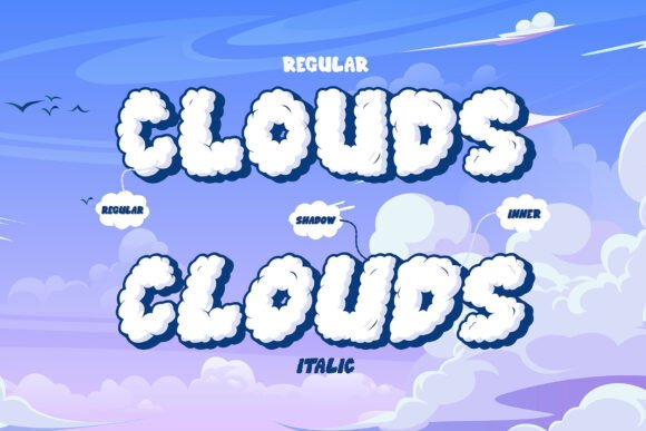 Clouds Well Font PNG with transparent background - Preview 3