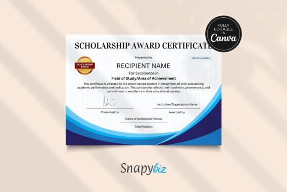 Customizable Scholarship Award Template