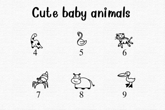 Cute Baby Animals Font PNG with transparent background - Preview 3