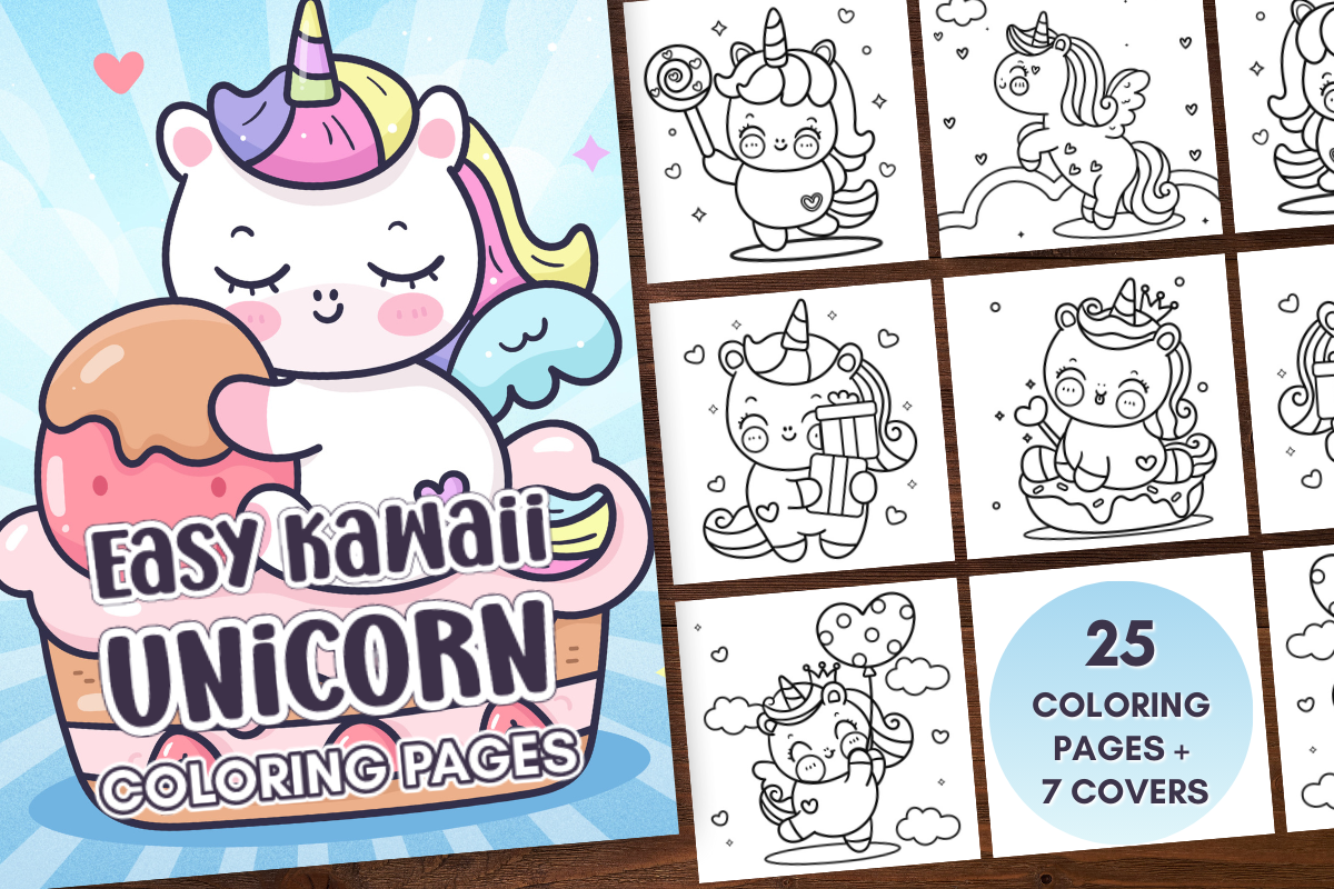 Easy Kawaii Unicorn Coloring Pages