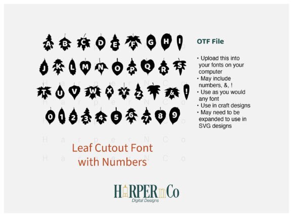 Leaf Cutout Font PNG with transparent background - Preview 1