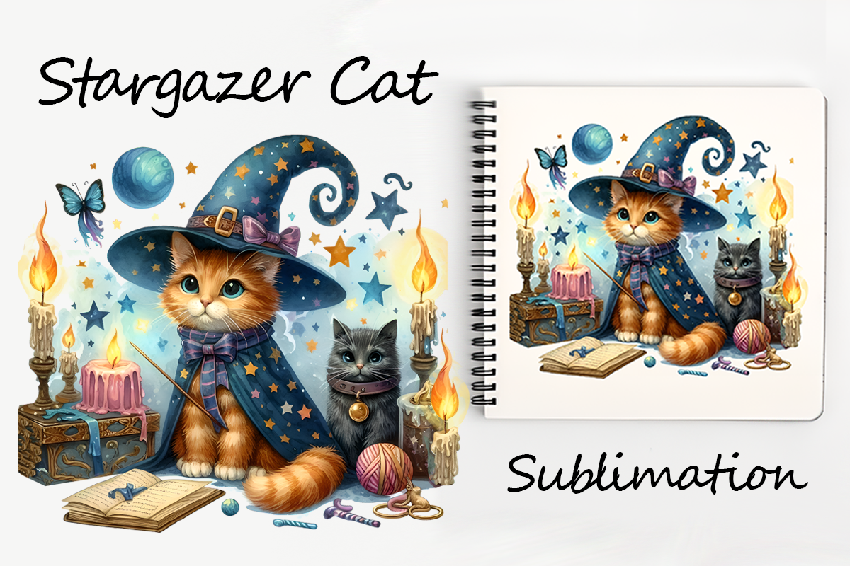 Magic Sorcerer Cat Stargazer Sublimation Graphic by DarySmolly ...
