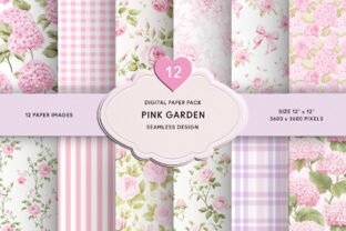 Pink Rose & Pink Hydrangea Digital Paper Graphic by Petite Meadow ...