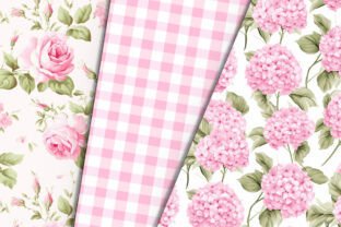 Pink Rose & Pink Hydrangea Digital Paper Graphic by Petite Meadow ...