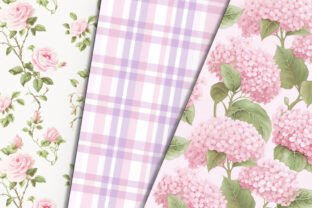 Pink Rose & Pink Hydrangea Digital Paper Graphic by Petite Meadow ...