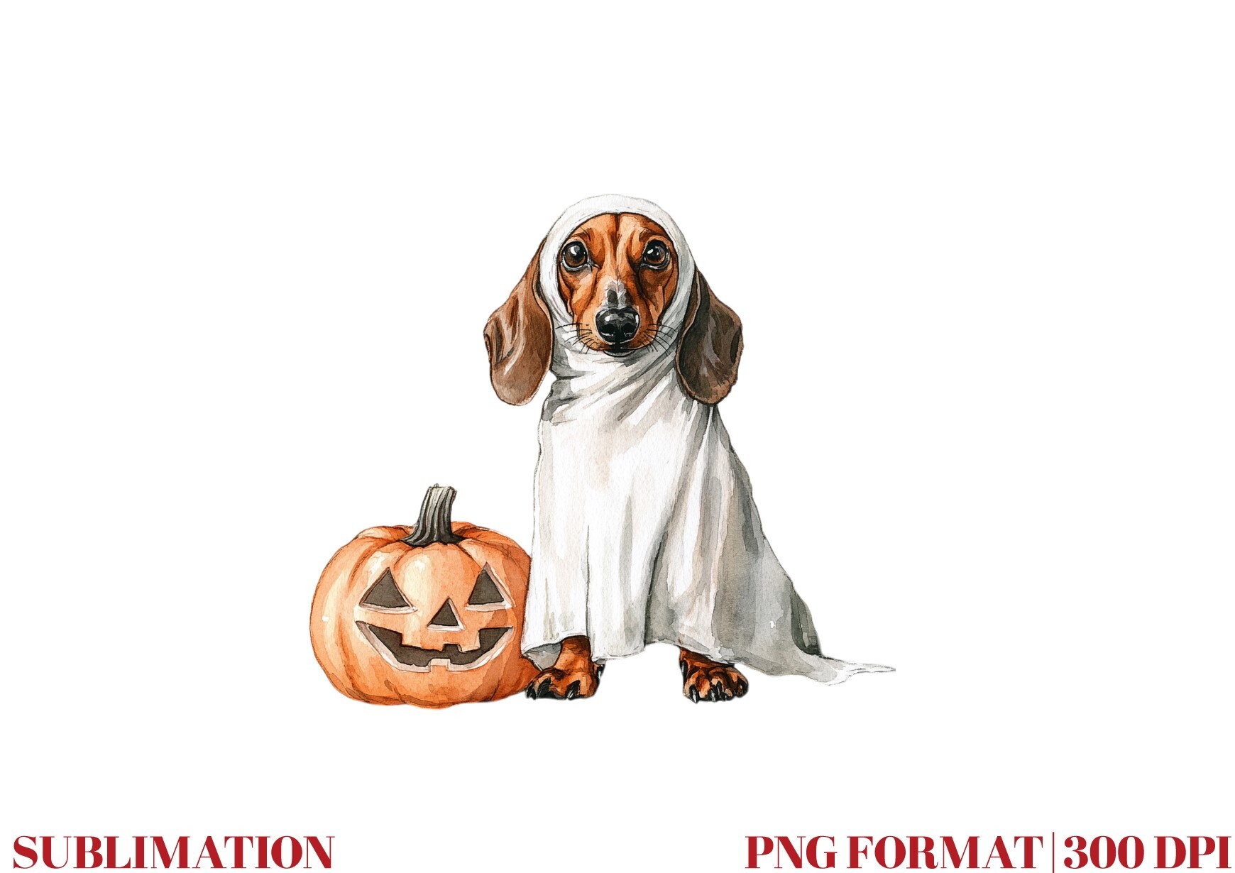 Pumpkin Dachshund Dog Ghost Graphic by Mirawillson · Creative Fabrica