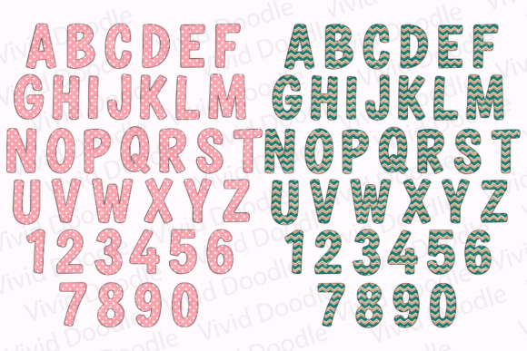 Retro Christmas Doodle Font PNG with transparent background - Preview 2